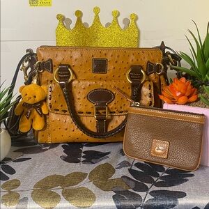 Dooney & Bourke Florentine  Ostrich dipped in caramel Color satchel